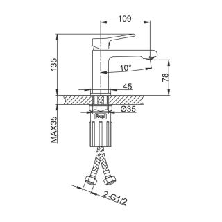 Смеситель для раковины Frap F1084-9 Оружейная сталь
